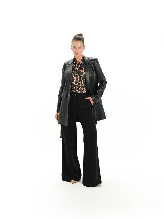 Kayan Leather Coat in Black