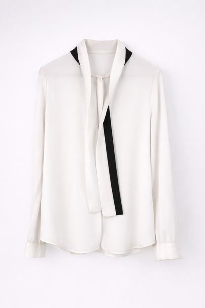 Kayan Tie Blouse in Monochrome