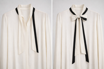 Kayan Tie Blouse in Monochrome
