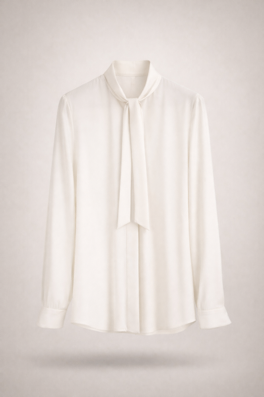 Kayan Tie-Neck Blouse in Off-white
