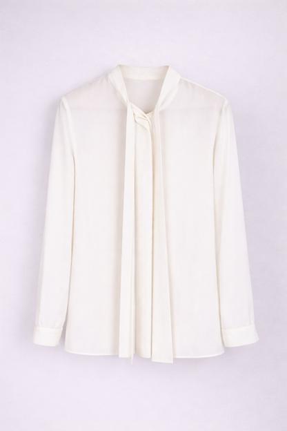 Kayan Tie-Neck Blouse in Off-white