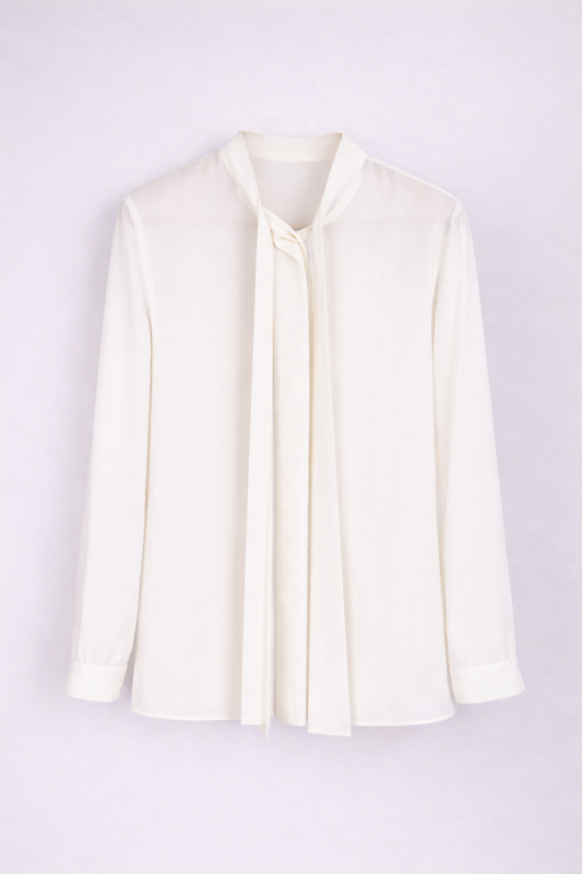 Kayan Tie-Neck Blouse in Off-white