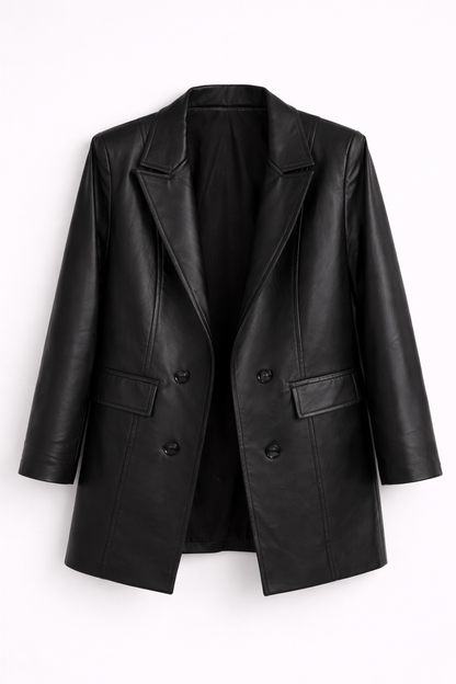 Kayan Leather Coat in Black