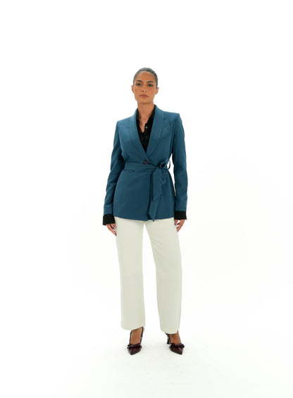 Kayan Belted Blazer in Teal