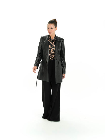 Kayan Leather Coat in Black