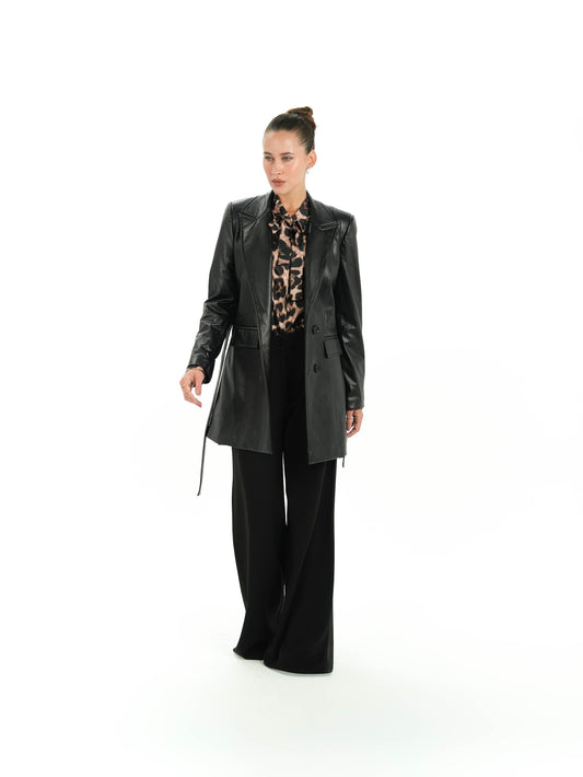 Kayan Leather Coat in Black