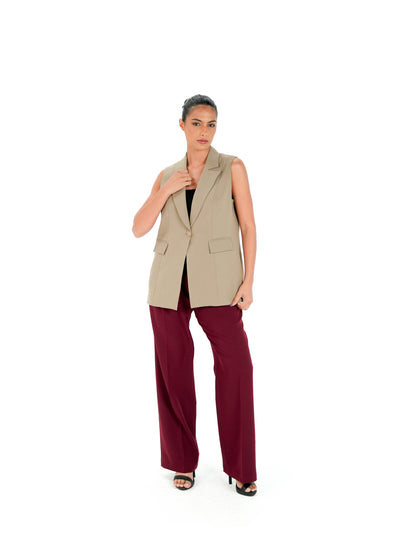 Kayan Contrast Vest in Beige