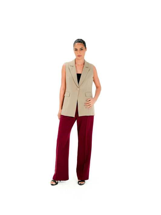 Kayan Contrast Vest in Beige