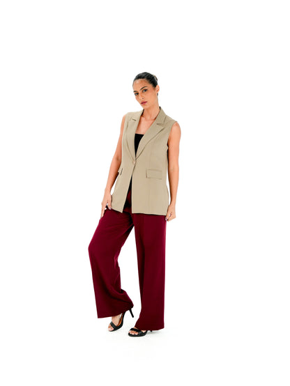 Kayan Contrast Vest in Beige