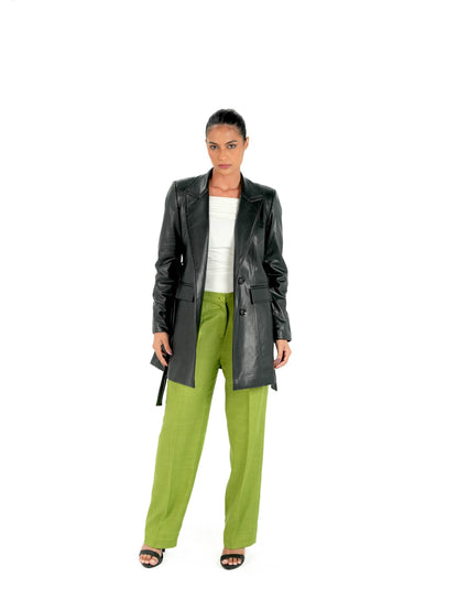 Kayan Leather Coat in Black