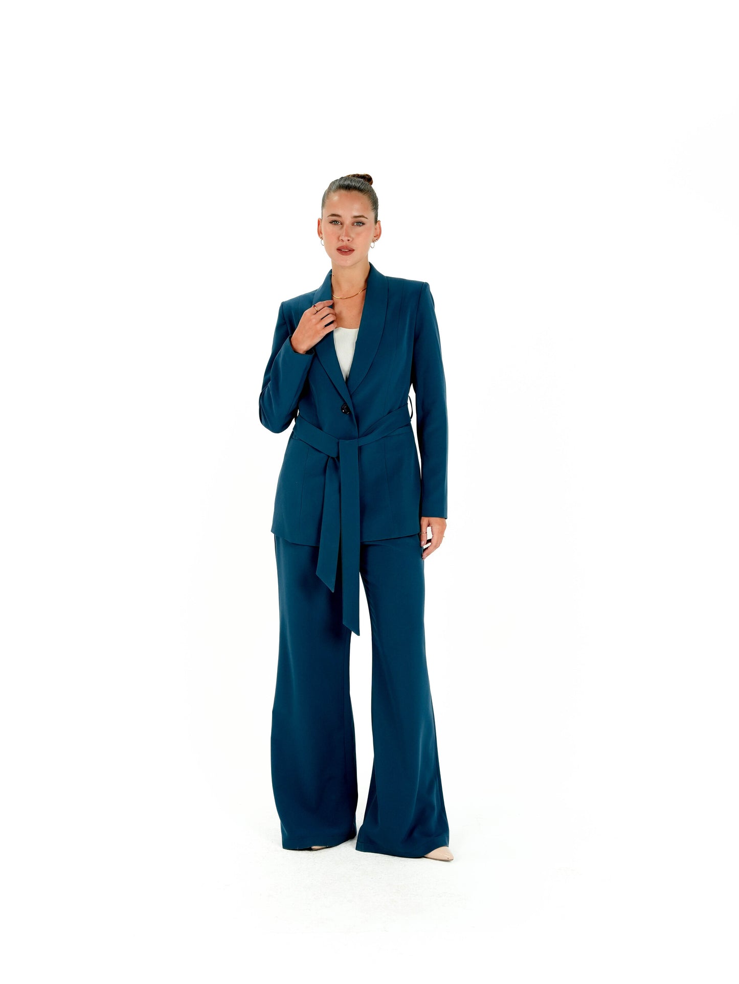 Kayan Belted Suit in Teal