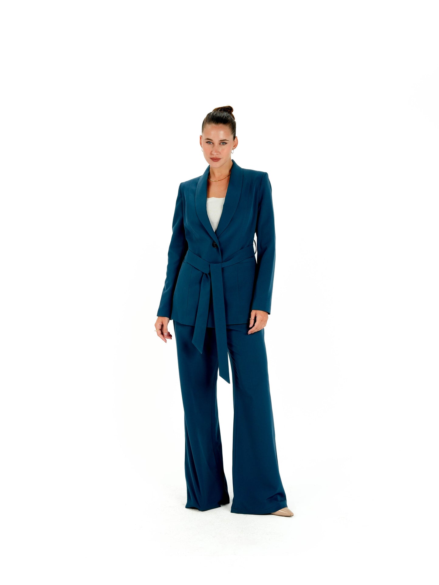 Kayan Belted Suit in Teal