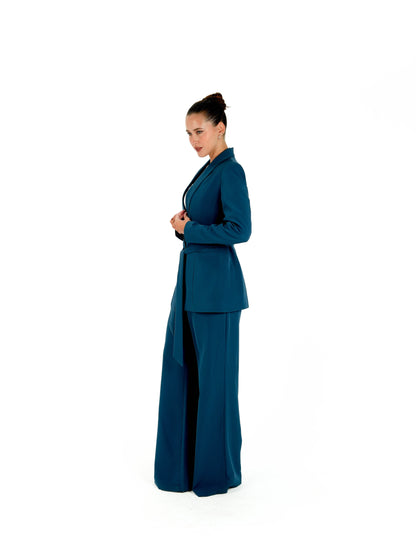 Kayan Belted Suit in Teal