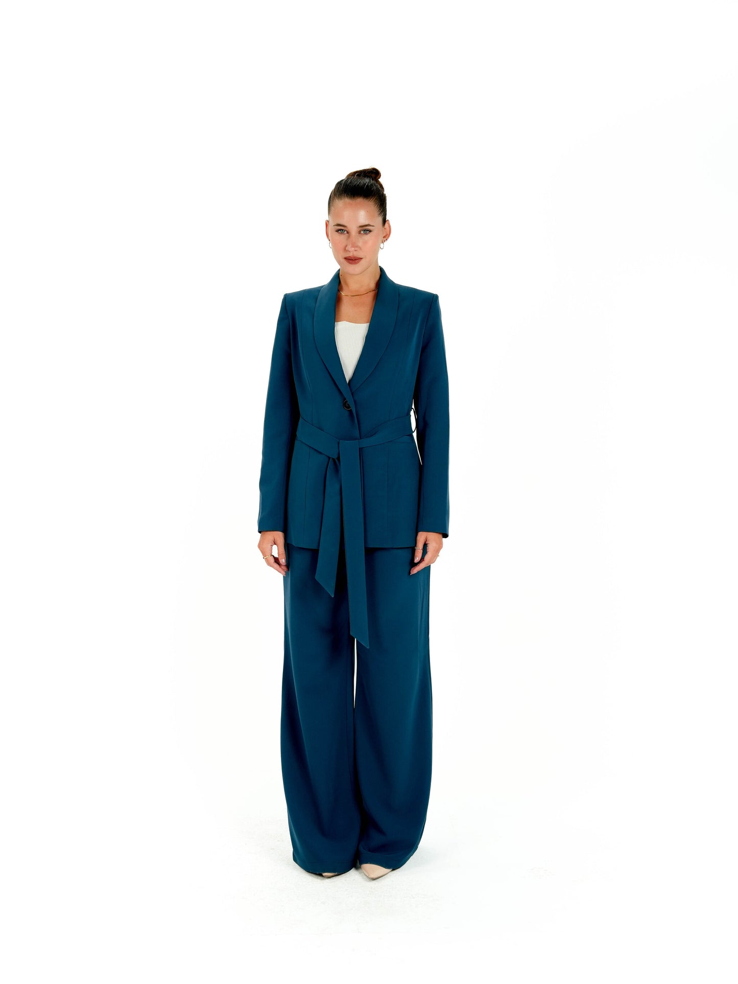 Kayan Belted Suit in Teal